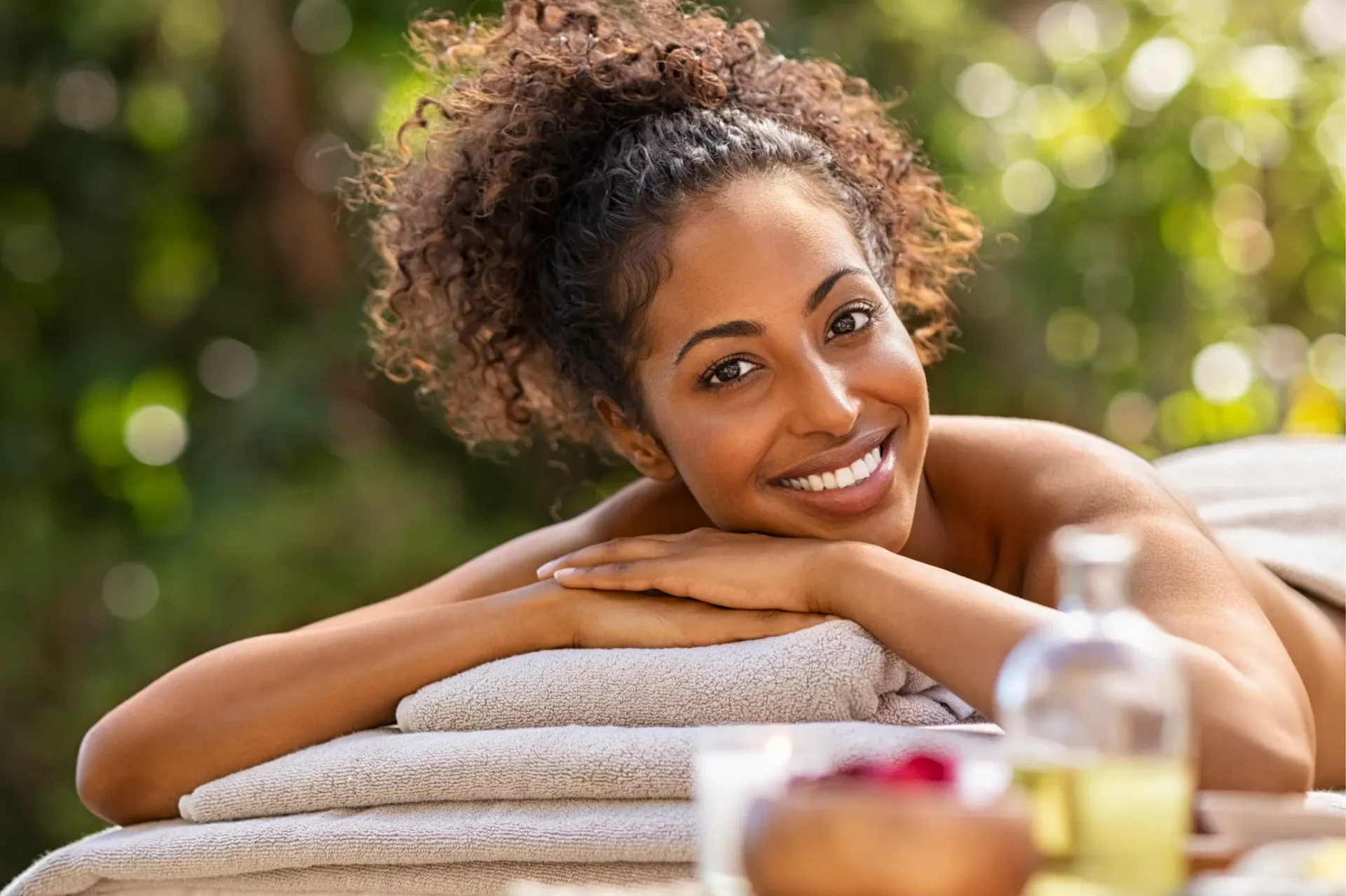 Happy African Woman at Spa